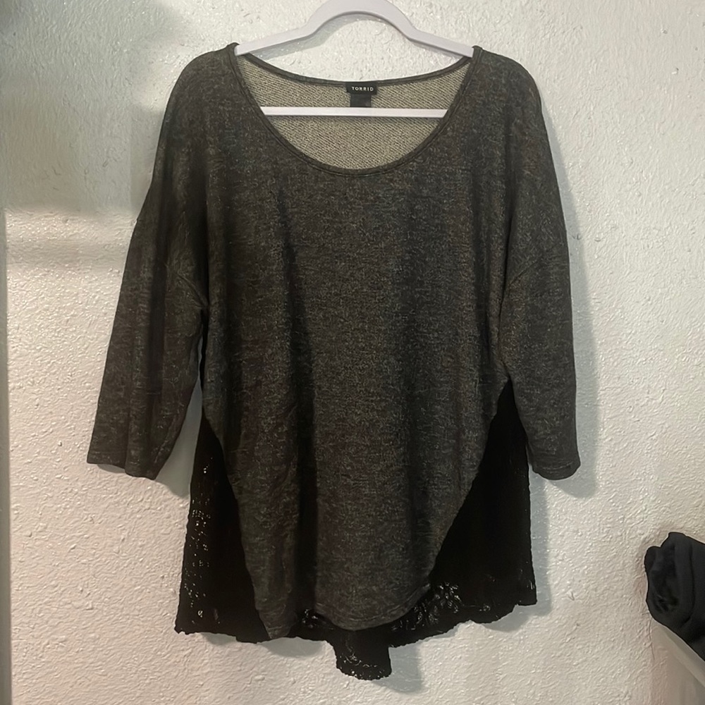 Torrid lace back half sleeve top